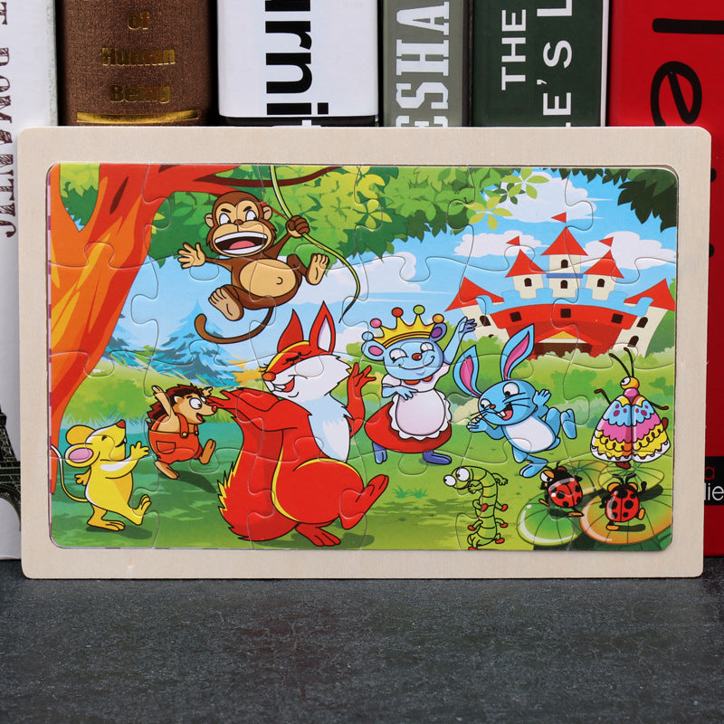 80PCS Wooden Animal Puzzle Educational Toy For Kids