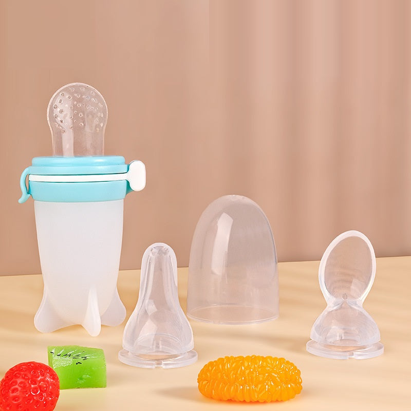 Silicone Baby Squeeze Feeding Bowl & Bottle Set