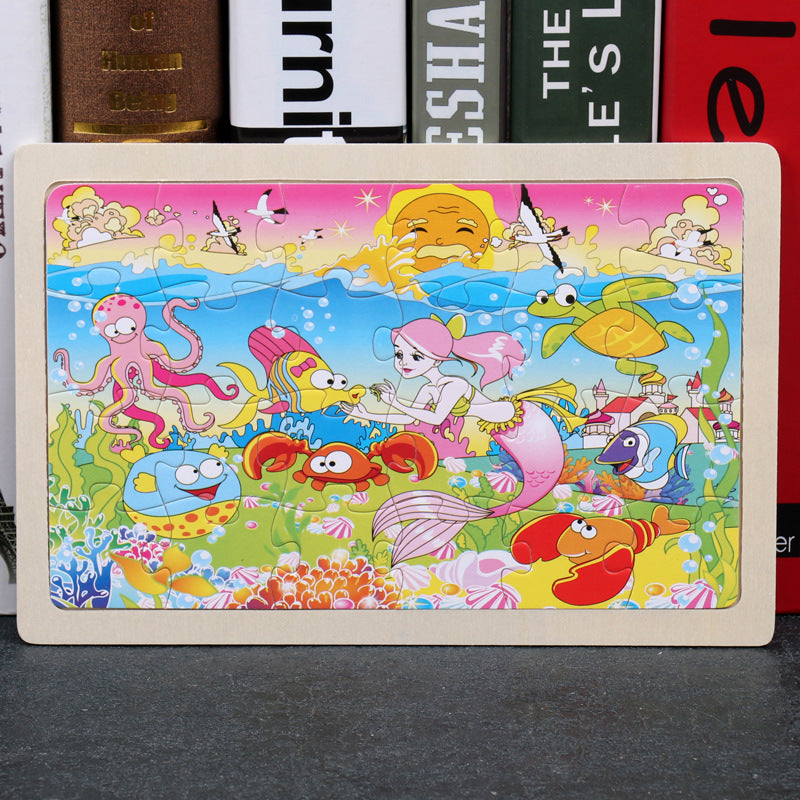 80PCS Wooden Animal Puzzle Educational Toy For Kids