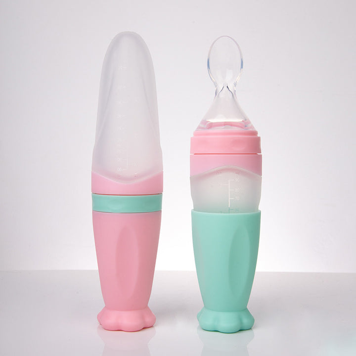 Baby Silicone Rice Cereal Spoon Milk Bottle