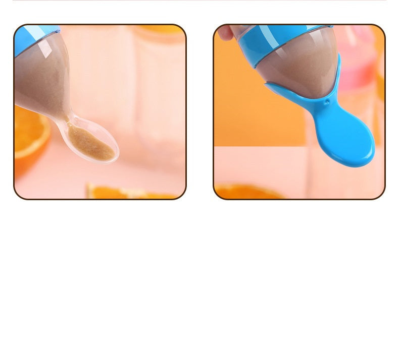 Silicone Baby Squeeze Rice Paste Feeding Bottle