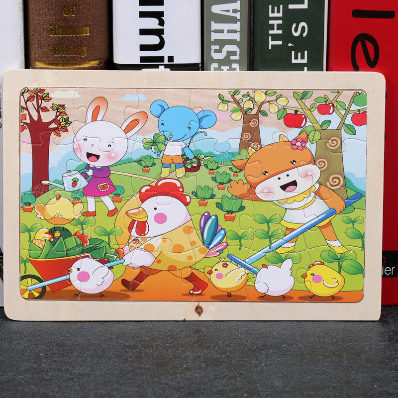80PCS Wooden Animal Puzzle Educational Toy For Kids