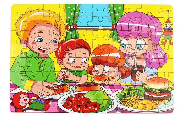 80PCS Wooden Animal Puzzle Educational Toy For Kids