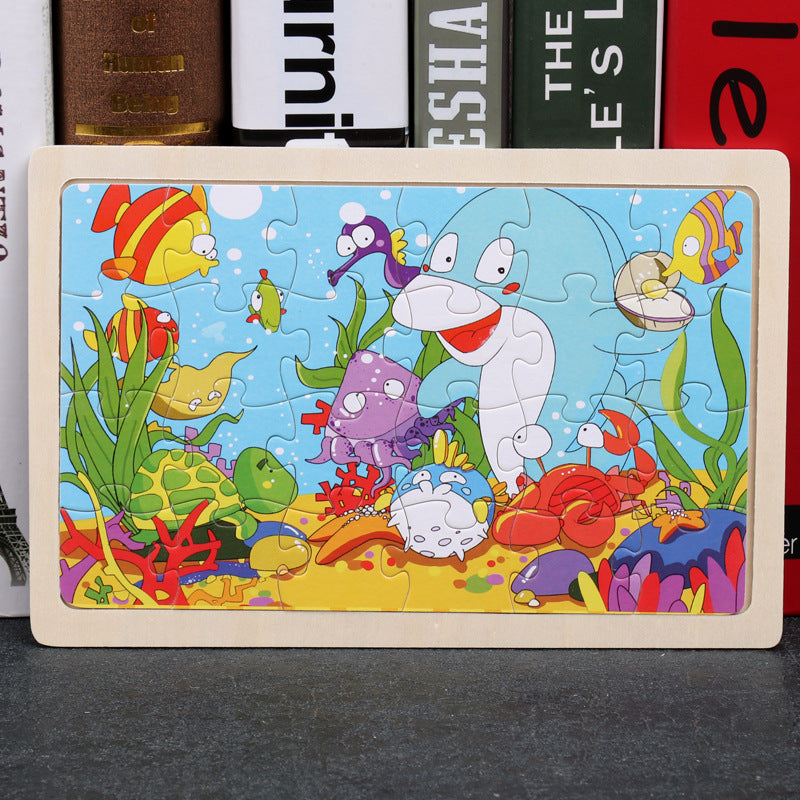 80PCS Wooden Animal Puzzle Educational Toy For Kids