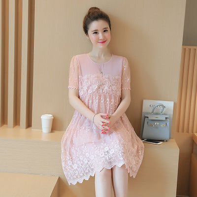 Summer Korean Lace Crochet Maternity Dress