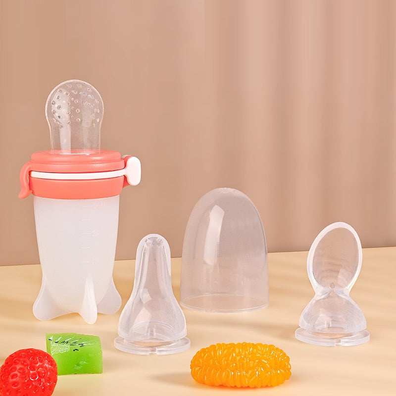 Silicone Baby Squeeze Feeding Bowl & Bottle Set