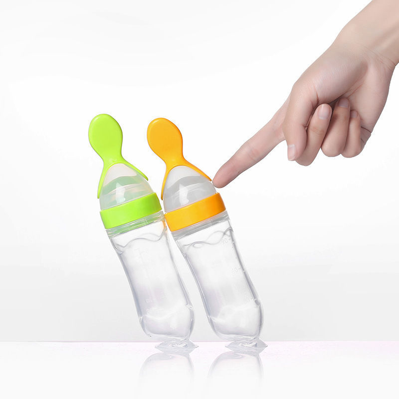 Silicone Baby Squeeze Rice Paste Feeding Bottle