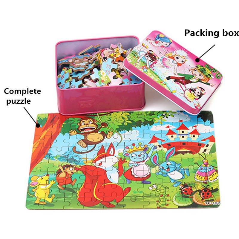 80PCS Wooden Animal Puzzle Educational Toy For Kids