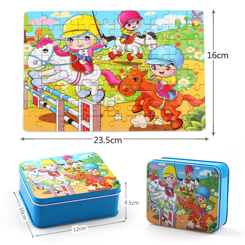 80PCS Wooden Animal Puzzle Educational Toy For Kids