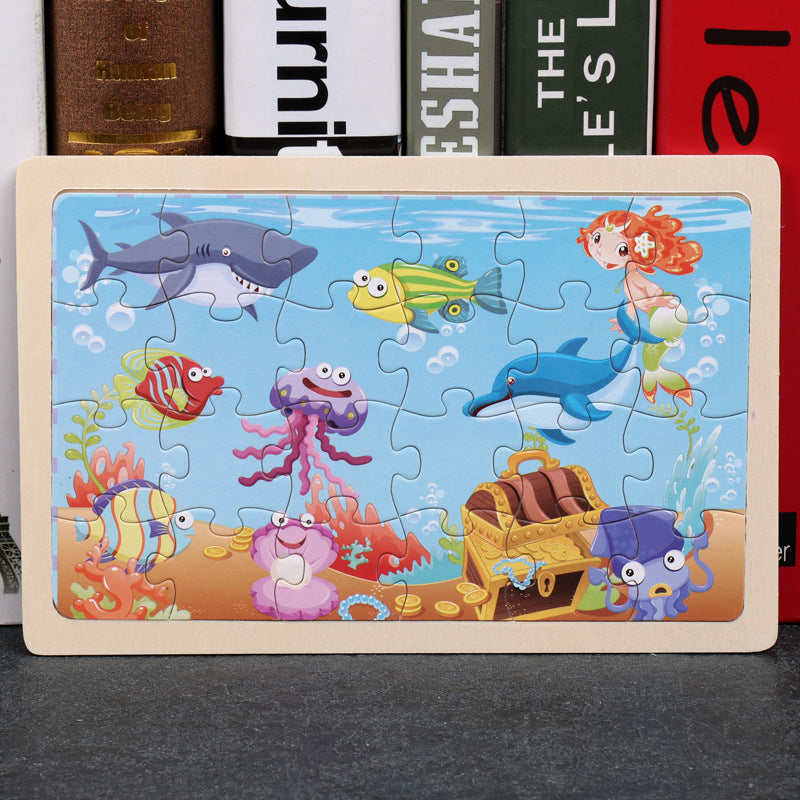 80PCS Wooden Animal Puzzle Educational Toy For Kids