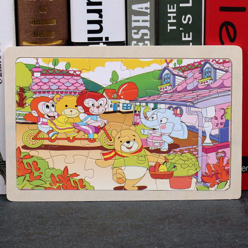 80PCS Wooden Animal Puzzle Educational Toy For Kids