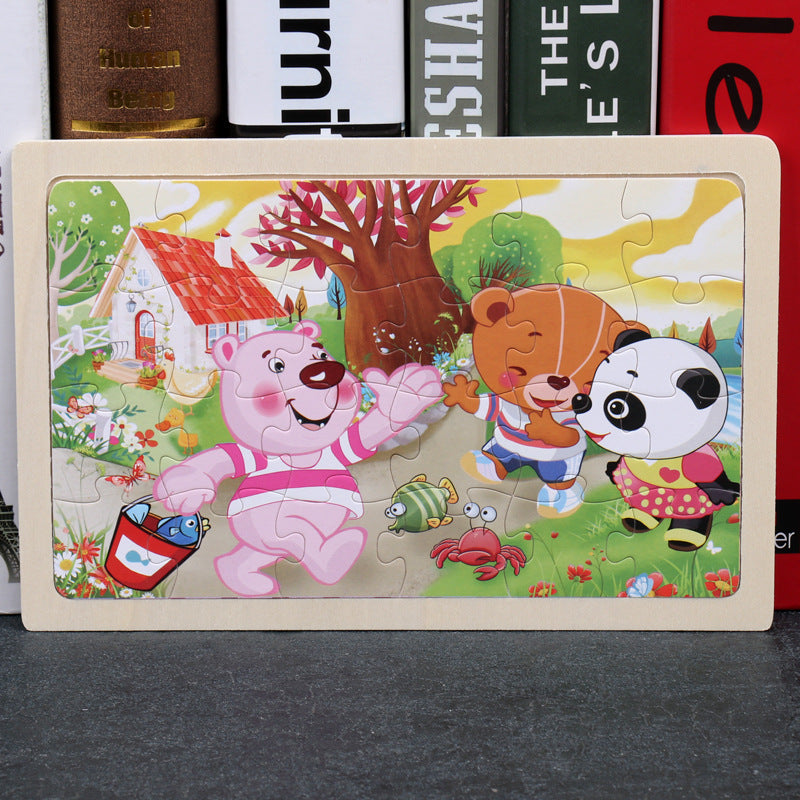 80PCS Wooden Animal Puzzle Educational Toy For Kids