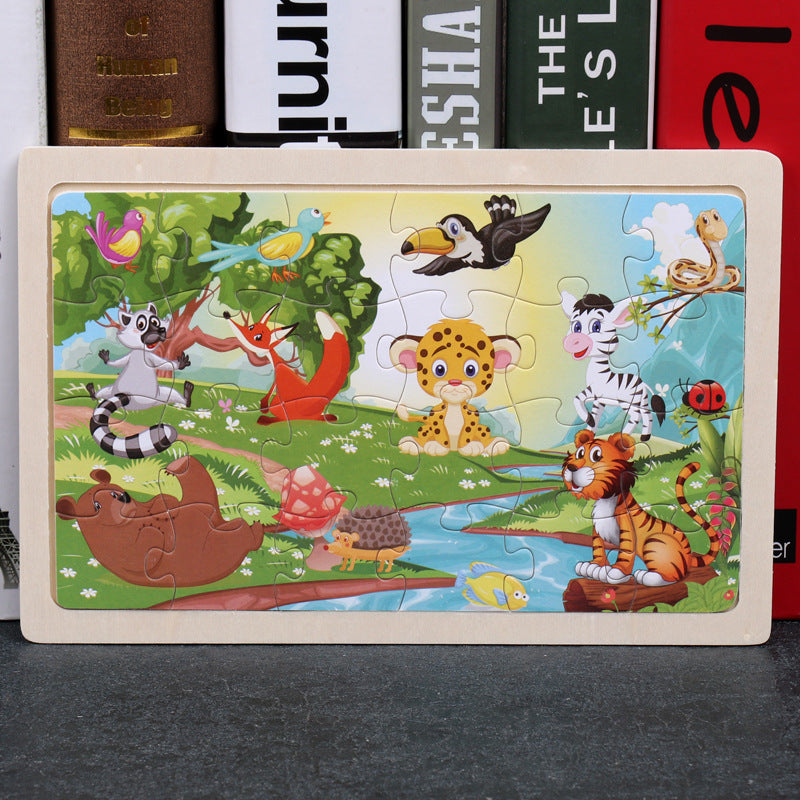 80PCS Wooden Animal Puzzle Educational Toy For Kids
