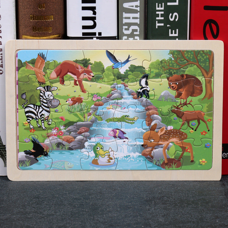 80PCS Wooden Animal Puzzle Educational Toy For Kids