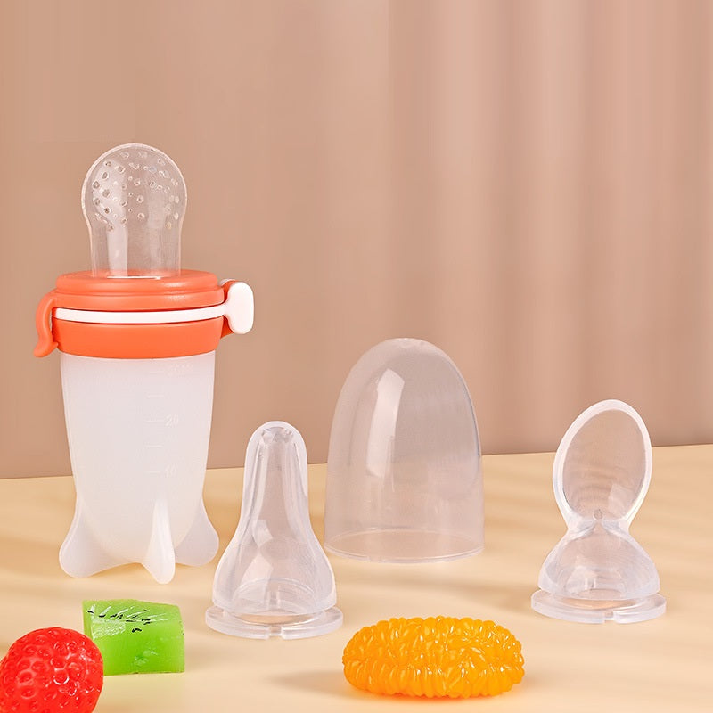 Silicone Baby Squeeze Feeding Bowl & Bottle Set