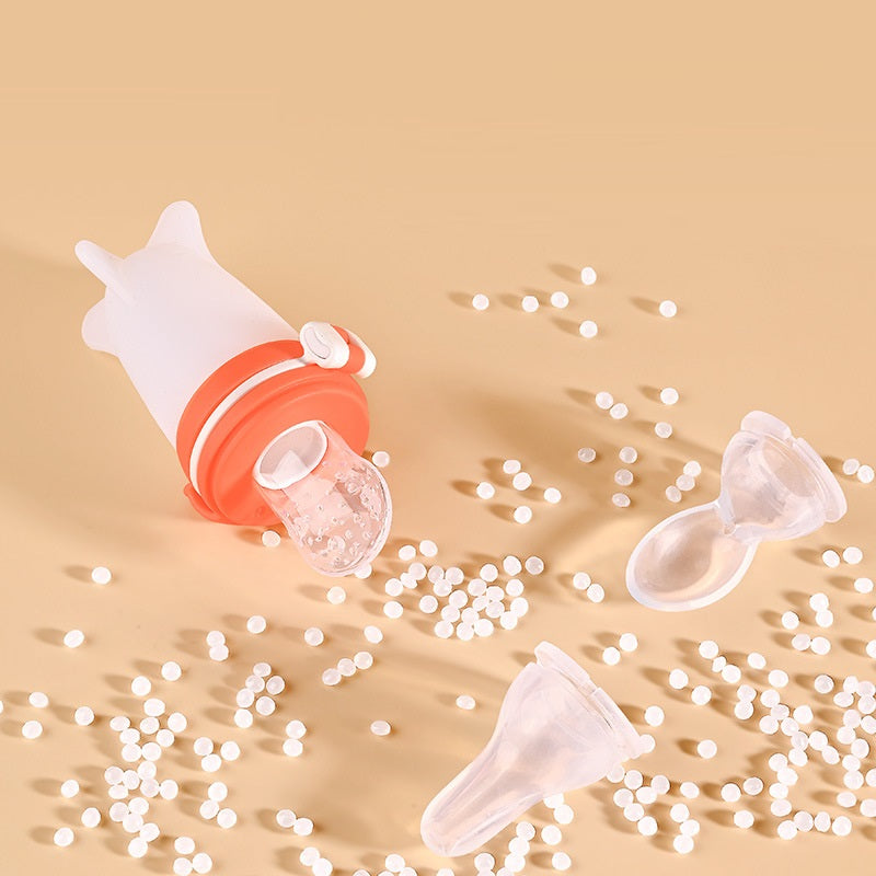 Silicone Baby Squeeze Feeding Bowl & Bottle Set