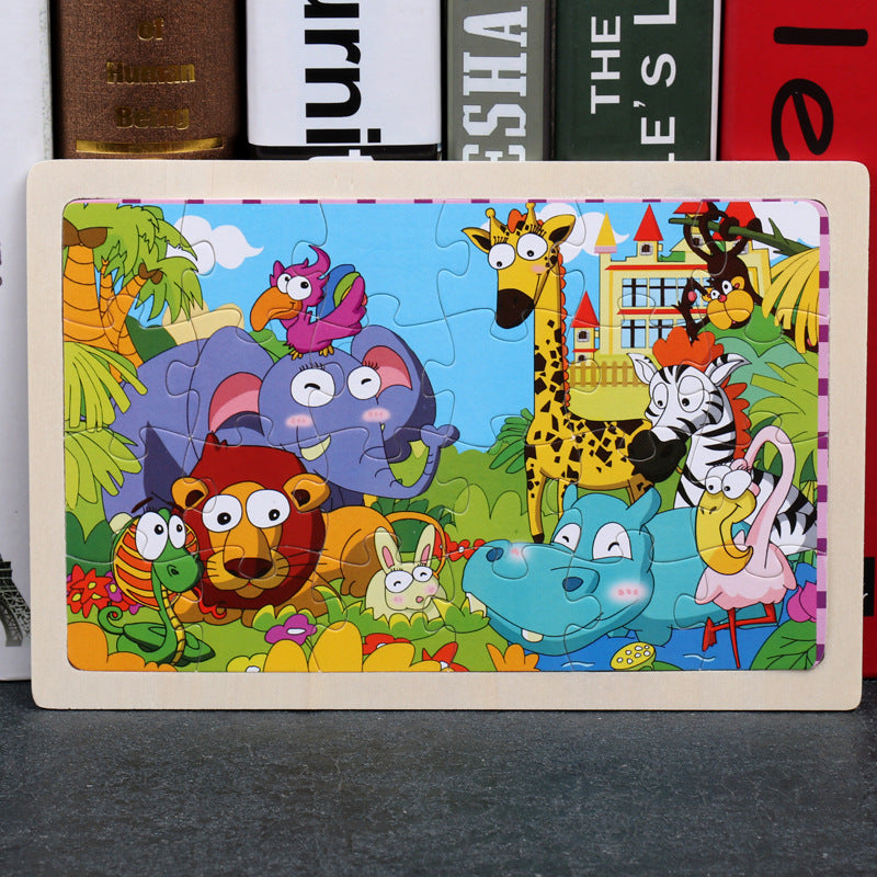 80PCS Wooden Animal Puzzle Educational Toy For Kids