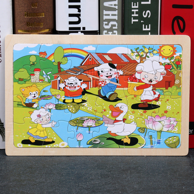80PCS Wooden Animal Puzzle Educational Toy For Kids