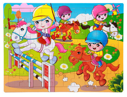 80PCS Wooden Animal Puzzle Educational Toy For Kids