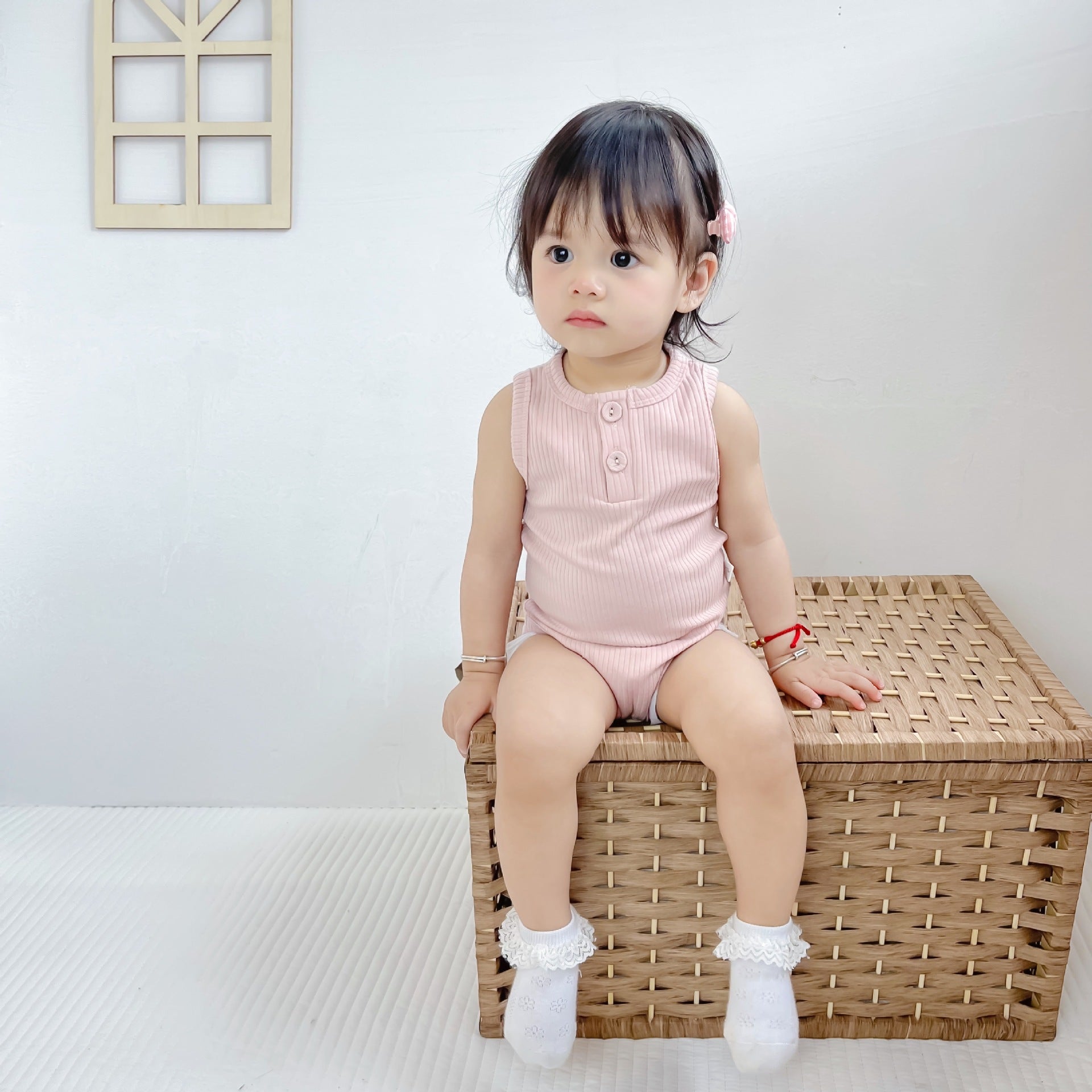 Sunken Stripe Vest Baby Pure Cotton Rompers