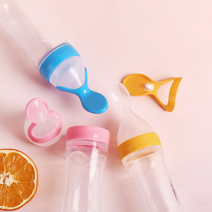 Silicone Baby Squeeze Rice Paste Feeding Bottle