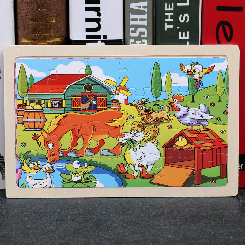80PCS Wooden Animal Puzzle Educational Toy For Kids