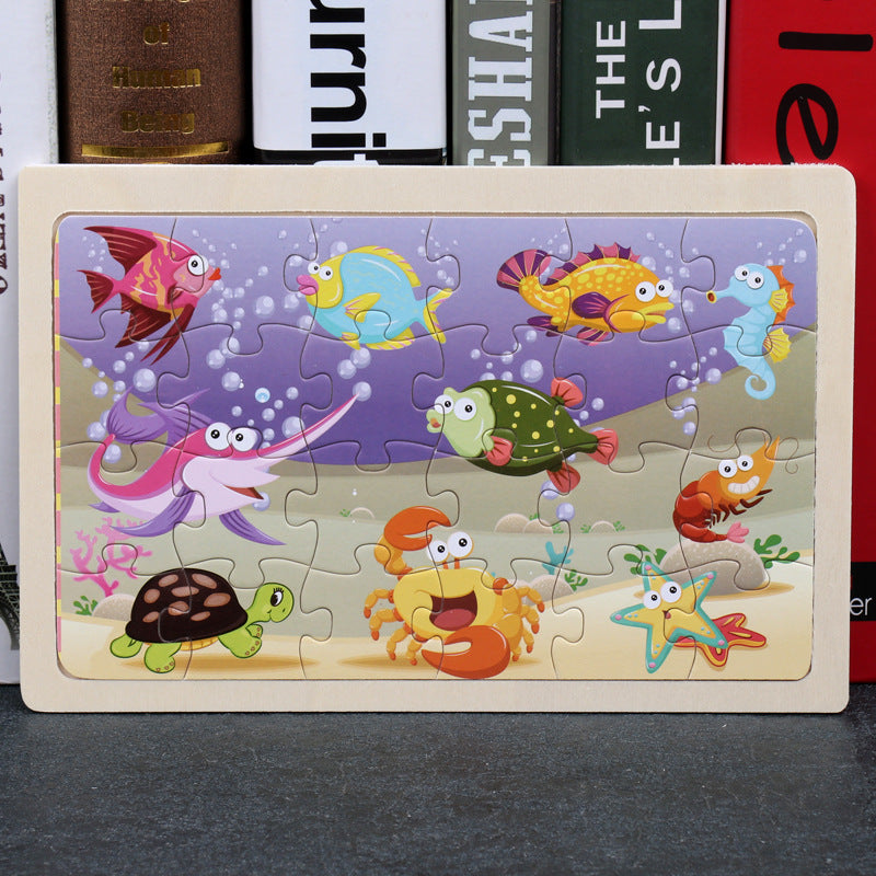 80PCS Wooden Animal Puzzle Educational Toy For Kids