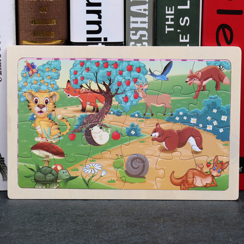 80PCS Wooden Animal Puzzle Educational Toy For Kids