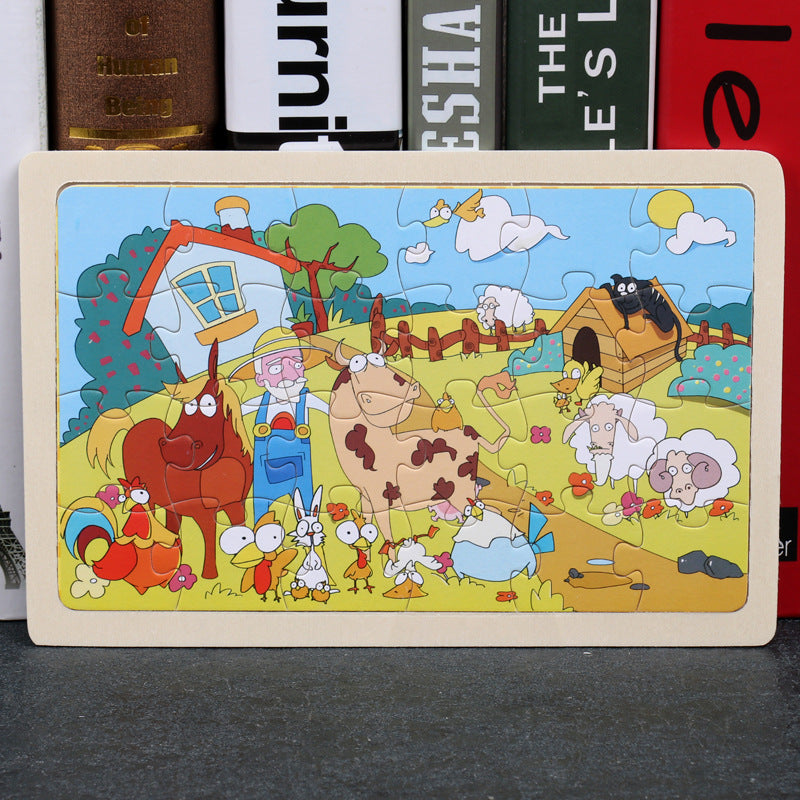 80PCS Wooden Animal Puzzle Educational Toy For Kids